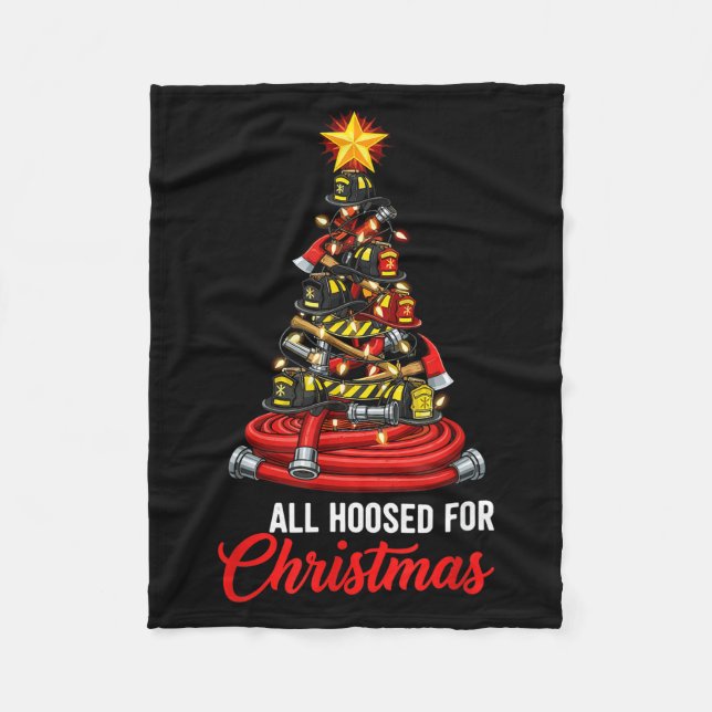 Couverture Polaire All Hoosed Christmas Firefighter Tree Shirt, Firem (Devant)