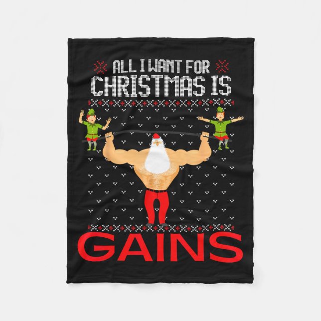 Couverture Polaire All I Want For Christmas Is Gains Funny Ugly Xmas  (Devant)
