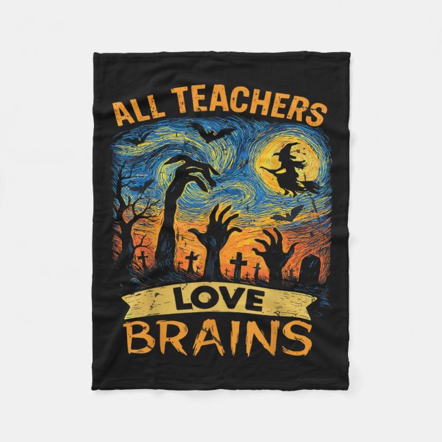 Couverture Polaire All Teachers Love Brains Shirt Funny Teacher Hallo (Devant)