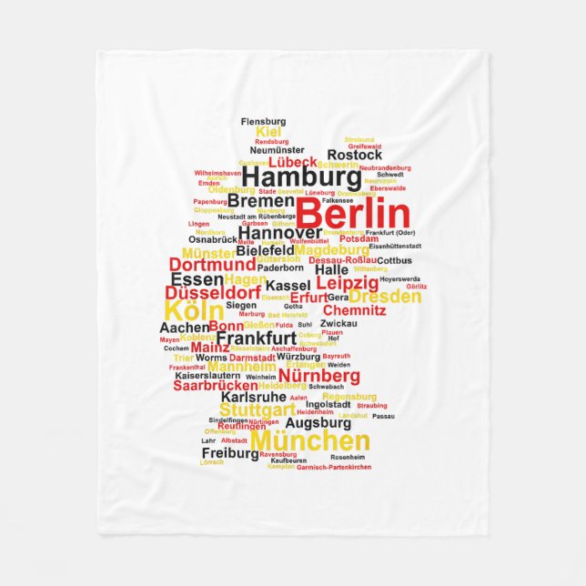 Couverture Polaire Allemagne Carte Silhouette Villes Drapeau Berlin T (Devant)