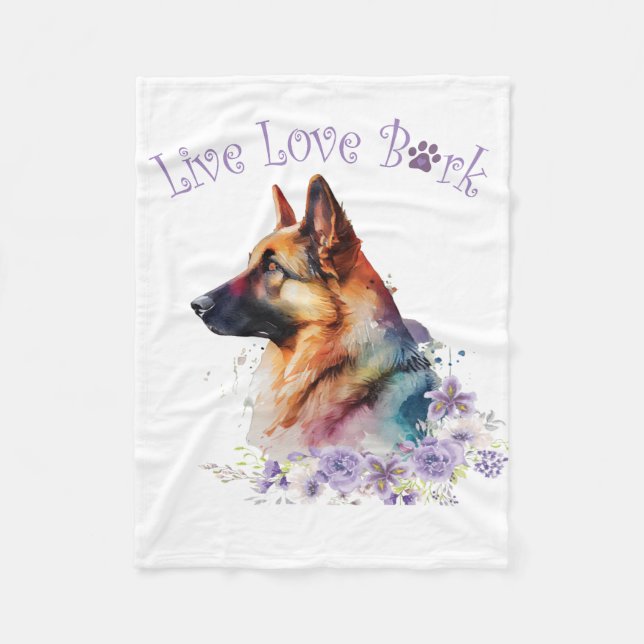 Couverture Polaire Allemand Berger Chien Maman Floral (Devant)
