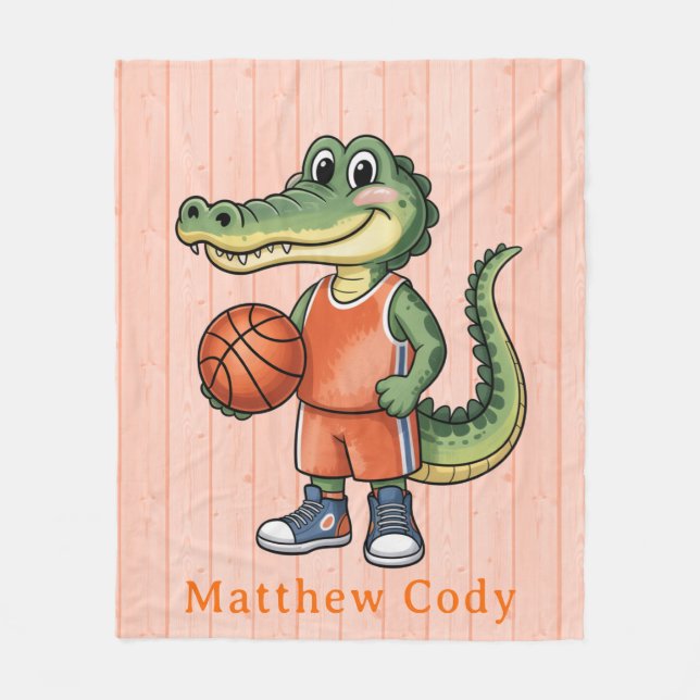 Couverture Polaire Alligator Basketball fête d'anniversaire pour les  (Devant)