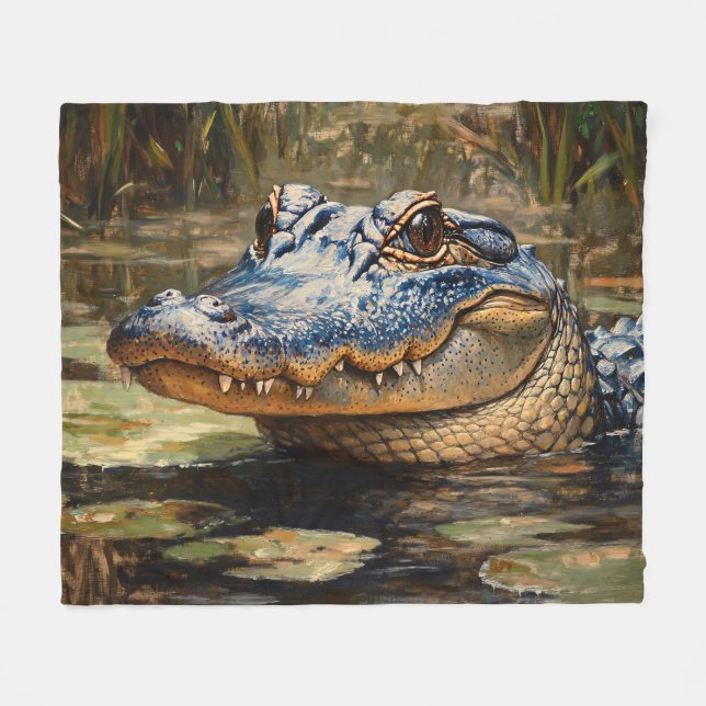 Couverture Polaire Alligator dans les Everglades Wildlife Art (Devant (Horizontal))