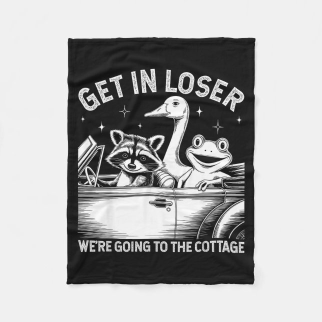 Couverture Polaire Allons à la cabane raton laveur oie grenouille (Devant)