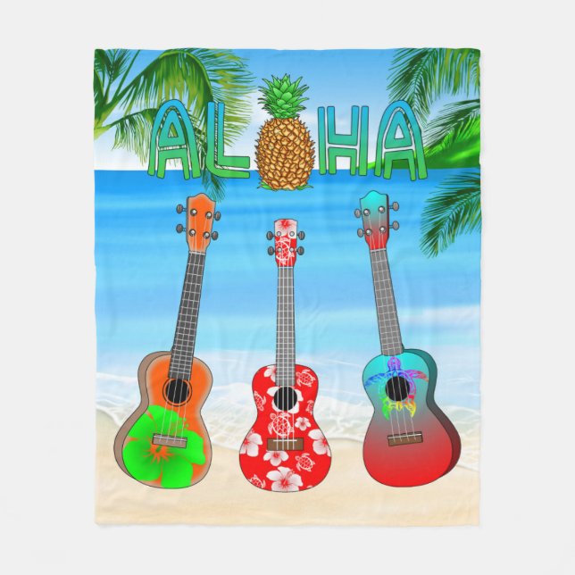 Couverture Polaire Aloha Island Ukuleles (Devant)