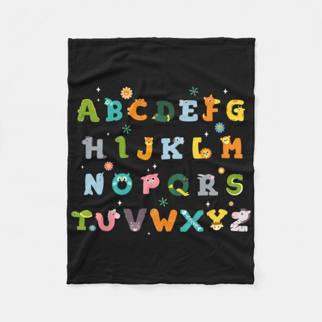 Couverture Polaire Alphabet Abc Animaux Mignons Retour à l'école Garç (Devant)