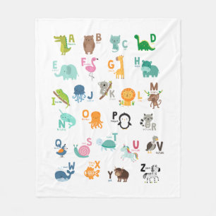 Couverture Polaire Alphabet de doodle animal