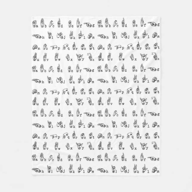 Couverture Polaire Alphabet de langue des signes américaine en noir (Devant)