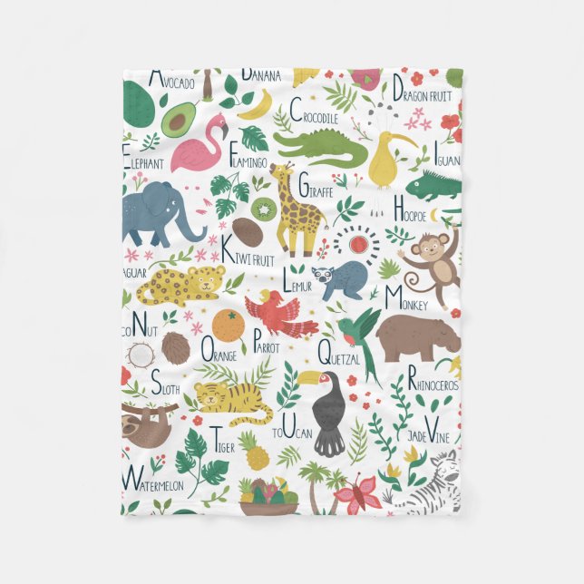 Couverture Polaire Alphabet tropical pour enfants (Devant)