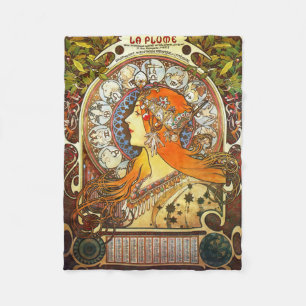 Couverture Polaire Alphonse Mucha La Plume Zodiac Art Nouveau Vintage
