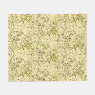 Couverture Polaire Alphonse Mucha Pivoines Motif Floral Art Nouveau