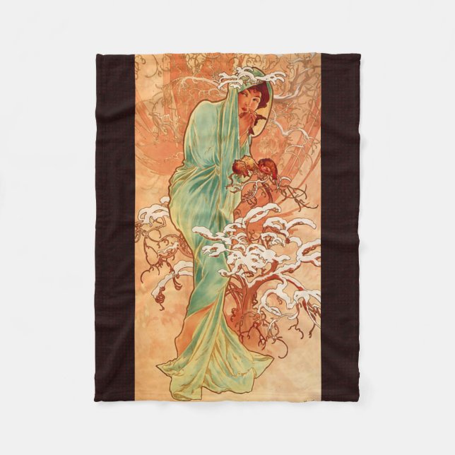 Couverture Polaire Alphonse Mucha, Quatre Saisons, Hiver (Devant)