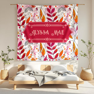 Couverture Polaire Alyssa Mae Foliage rose et orange