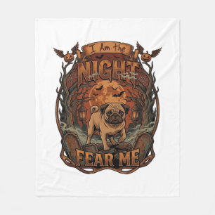 Couverture Polaire Am Night Fear Me Pug Halloween Moon_1