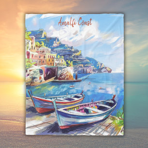 Couverture Polaire Amalfi Coast Italy Aquarelle Sketch