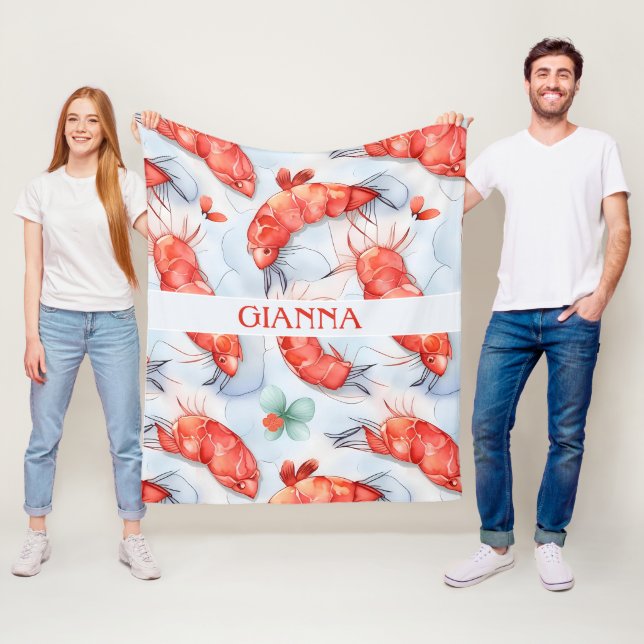 Couverture Polaire Amano Crevette Aquarelle Motif coloré (En situation)