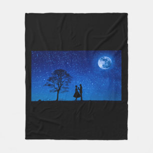 Couverture Polaire Amants sous une pleine lune