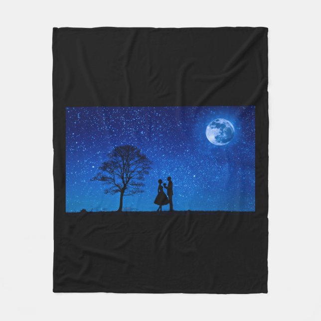 Couverture Polaire Amants sous une pleine lune     (Devant)