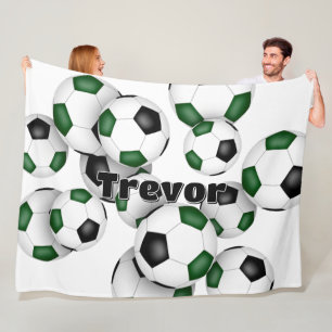 Couverture Polaire amas de balles de football noir vert garçons fille