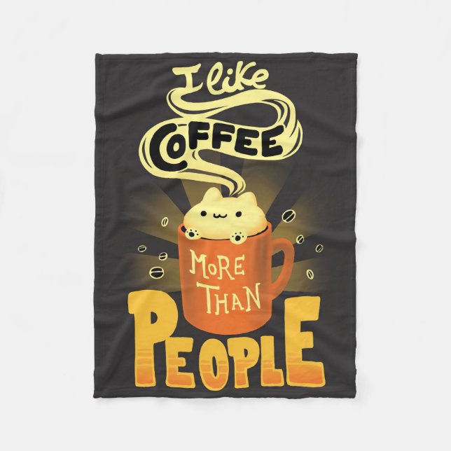 Couverture Polaire Amateur De Café J'Aime Le Café Plus Que Les Gens (Devant)