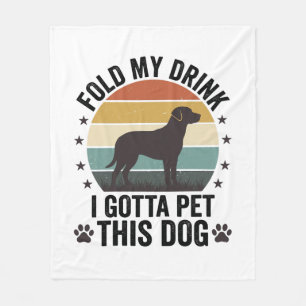 Couverture Polaire Amateur de chien drôle vintage pliez ma boisson an
