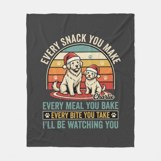 Couverture Polaire Amateurs de chiens de Noël Snack en regardant (Devant)