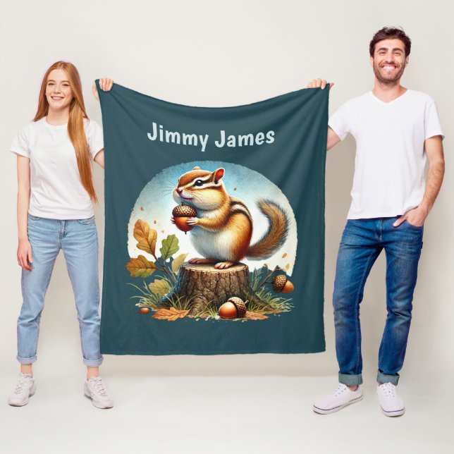 Couverture Polaire Amateurs de chipmunk mignon ajouter le nom (En situation)