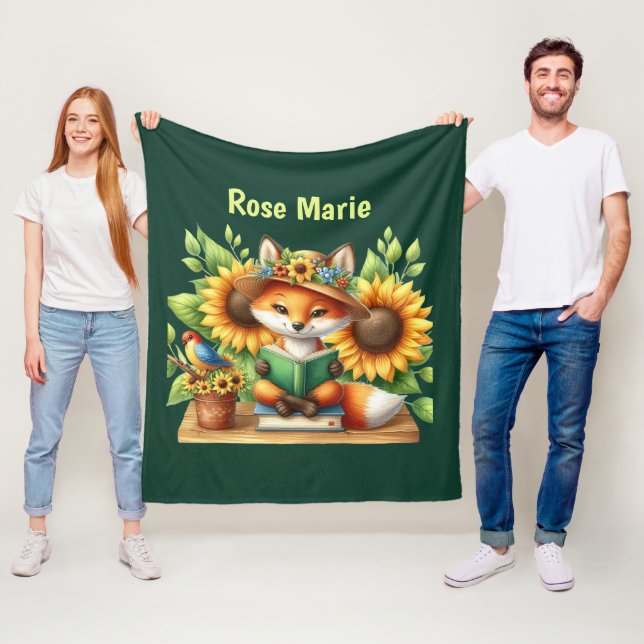 Couverture Polaire Amateurs de livres mignons ajouter nom renard (En situation)