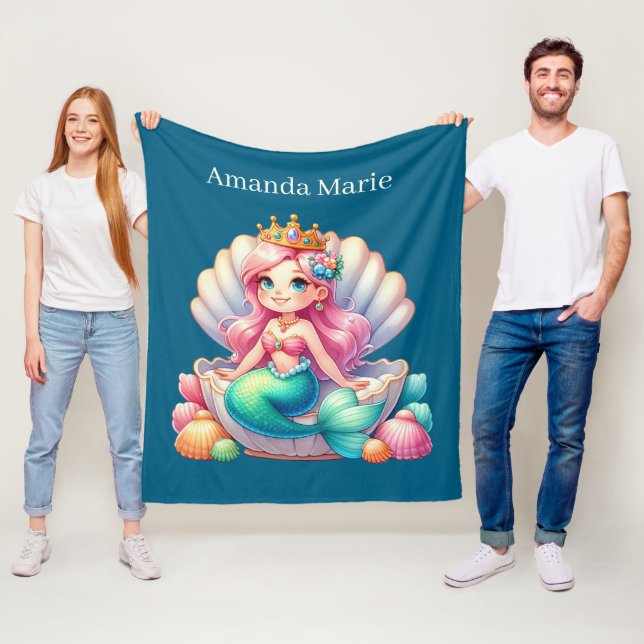 Couverture Polaire Amateurs de sirène mignonne ajouter un nom (En situation)