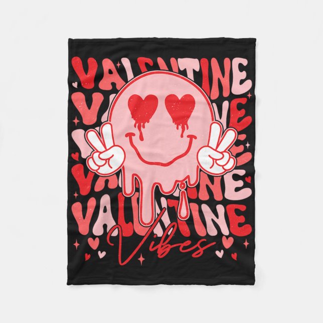 Couverture Polaire Ambiance Rétro Groovy Saint Valentin Visage en For (Devant)