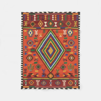 Couverture Polaire Âme de Nomade Néon - Tapisserie Géométrique Tribal