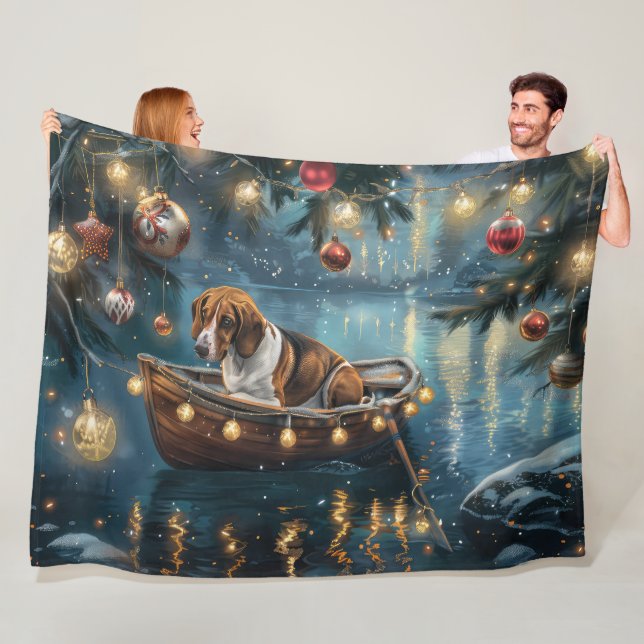 Couverture Polaire American English Foxhound Christmas Festive Voyage (En situation)