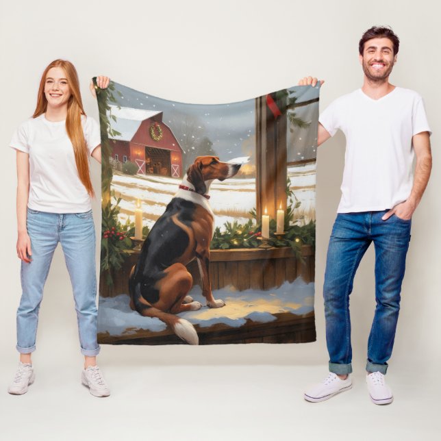 Couverture Polaire American English Foxhound Christmas Lights Holiday (En situation)
