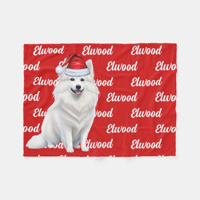 Couverture Polaire American Eskimo Chien Nom Patterned Noël (Devant (Horizontal))