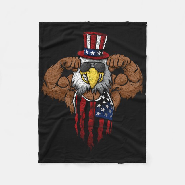 Couverture Polaire American Flag Muscular Bald Eagle Bike Flexing Unc (Devant)
