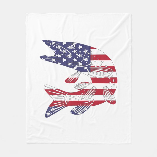 Couverture Polaire American Flag Patriotic Pike Fisherman  (Devant)