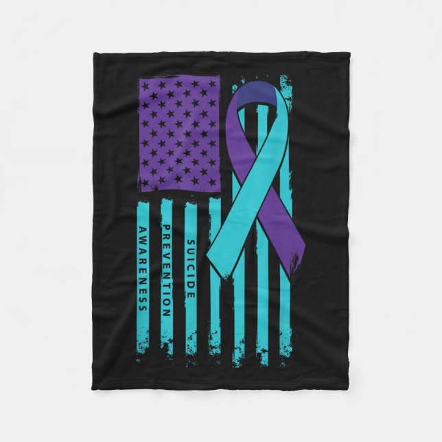 Couverture Polaire American Flag Ribbon Sensibilisation au suicide gu (Devant)