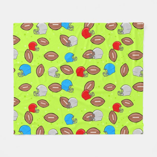 Couverture Polaire American Football - Helmet & Ball Seamless Pattern (Devant (Horizontal))