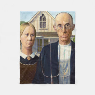 Couverture Polaire American gothique classique peinture Grant Wood