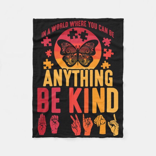 Couverture Polaire American Sign Language Puzzle Deaf Butterfly  (Devant)