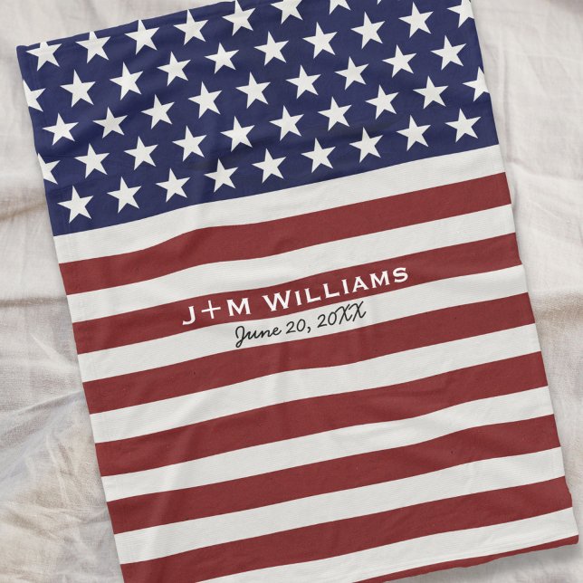 Couverture Polaire American USA Flag Patriotic July 4th Custom (Créateur téléchargé)