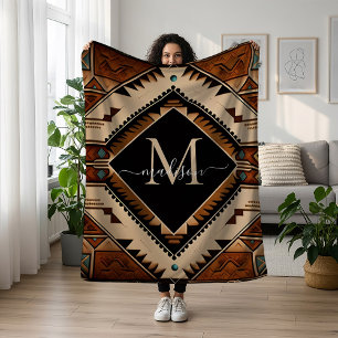 Couverture Polaire Amérindien Motif Culture indienne Style Boho