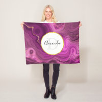 Améthyste Violet Et Monogramme D'Agate Abstrait Or