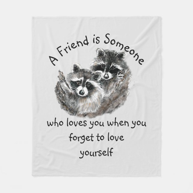 Couverture Polaire Ami Vous Aime Cute Raccoons Animal Art (Devant)