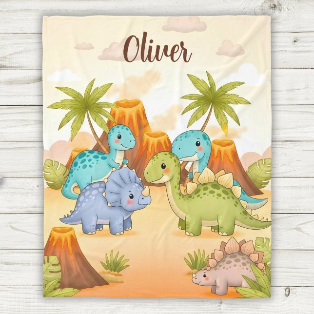 Couverture Polaire Amis dinosaures de dessin animé mignons (Créateur téléchargé)
