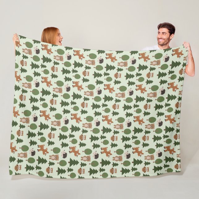 Couverture Polaire Amis naturels de la forêt bébé Animaux Arbres (En situation)