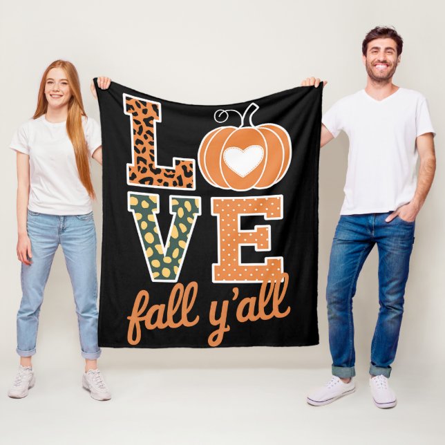 Couverture Polaire Amour Automne Y'All Impression Léopard Automne Act (En situation)