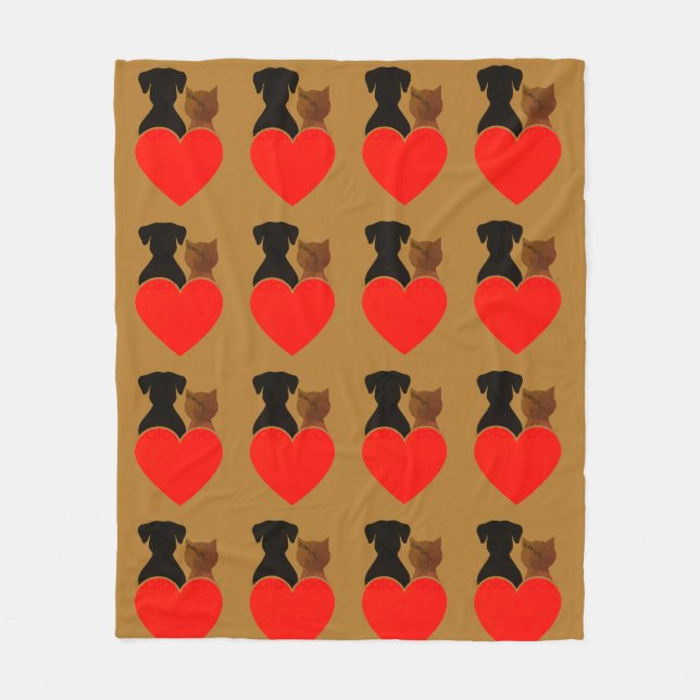 Couverture Polaire Amour de chien et chat (Devant)