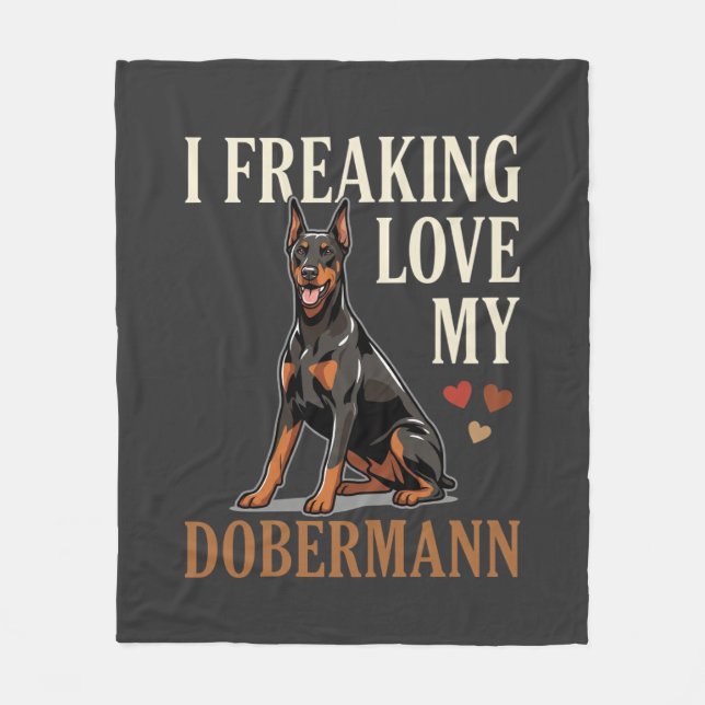 Couverture Polaire Amour de Dobermann Amateur de Chien (Devant)