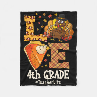 Couverture Polaire Amour de Thanksgiving Enseignant 4e année Dinde Au